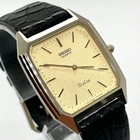 Seiko Dolce Rectangular Gold Dial Quartz Tank Watch Genuine Strap From Japan