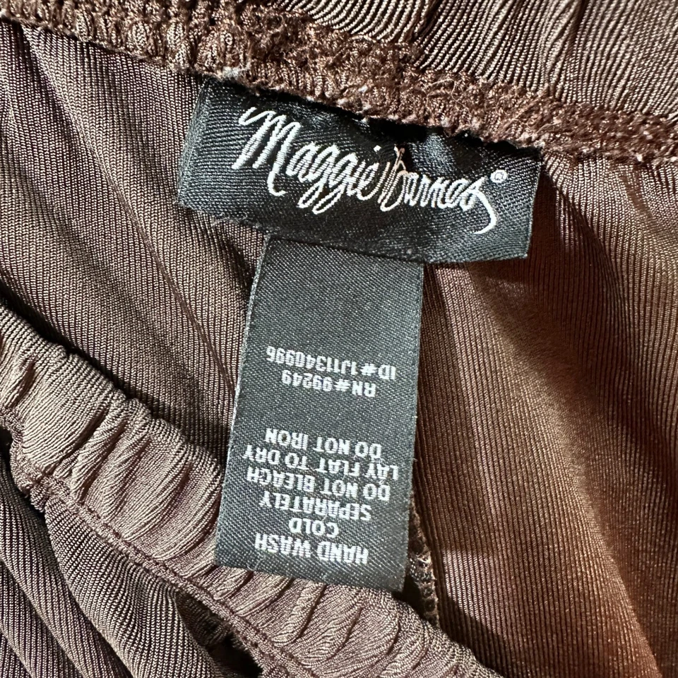 Pantalones de salón Maggie Barnes para mujer 3X marrón ceñido tejido pierna ancha tirar cómodo Foto 2 de 4