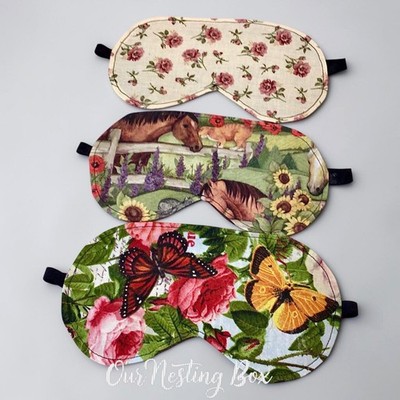 3 Travel Eye Mask Sleep Soft Light Weight Horses Butterfly Rest Relax Blindfold