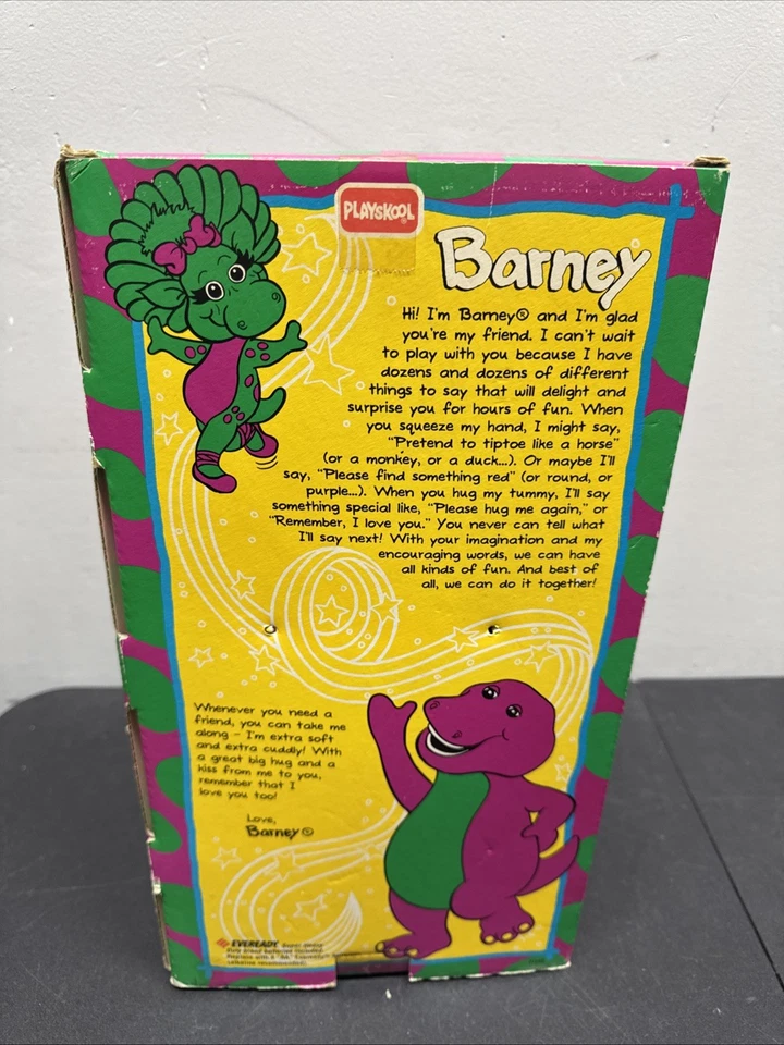 Peluche Playskool Talking Barney 1992 vintage con instrucciones y caja raro sin probar Foto 3 de 4