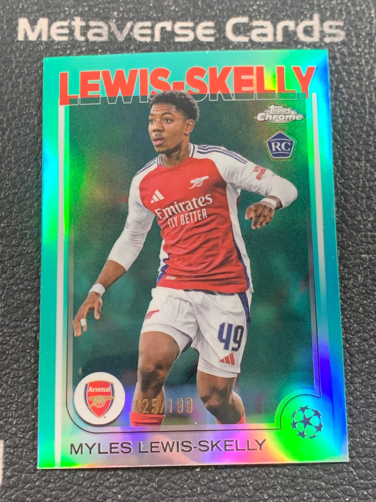 2024-25 Topps Chrome UCC Rookie Aqua Refractor #154 RC Myles Lewis-Skelly /199