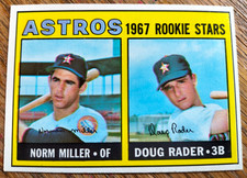 1967 TOPPS BASEBALL CARD #412 HOUSTON ASTROS ROOKIE STARS-DOUG MILLER-DOUG RADER. rookie card picture