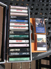 Vintage-16 CASSETTE TAPE LOT W/ 14 Tape Carry Case- THE WHO, JAMES TAYLOR  MORE