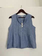 NWT Max Studio Blue And White Faux Linen Tank Top - Medium