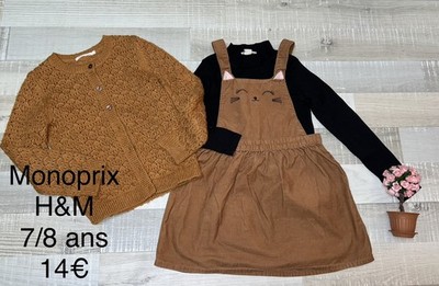 Robe Salopette Catimini Kiabi Taille 5/6 Ans - Carreaux Beige Avec T-shirt