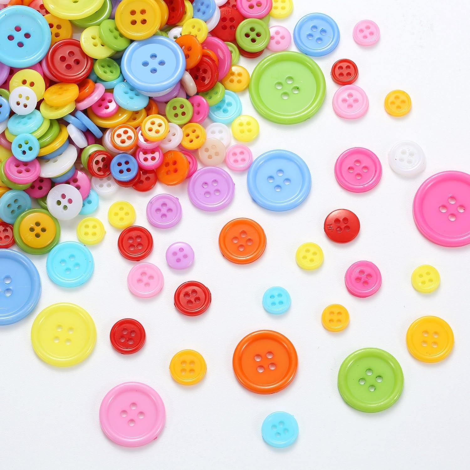 320PCS Colorful Flatback Buttons 4-Hole – 5 Sizes with Storage Box for Crafts