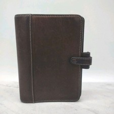 Vtg Filofax Brown Leather Personal Hamilton 6 Ring Organizer Binder Planner 5x7"