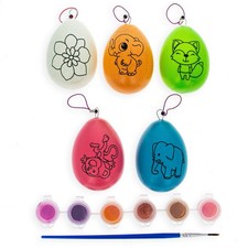 Set of 5 Multicolored Solid Plastic Easter Egg Ornaments 4.75 Inches