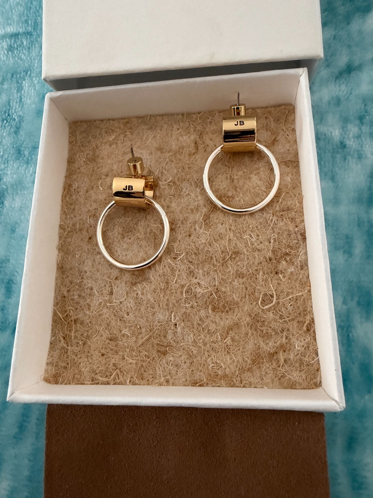 Jenny Bird Faye Hoop Earrings Two Tone NEW IN BOX