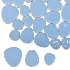 200g Pebble Ceramic Mosaic Tiles for Crafts Ceramic Tiles Pieces, Light Blue