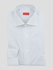 NEW ISAIA BLUE WHITE COTTON SHIRT US 17 - EU 43 2IS21