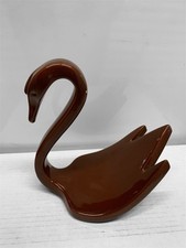  Rare Vintage Brown Ceramic Swan Bathroom Towel Holder