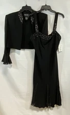 NWT Vintage Y2K SL Fashions Beaded 2-Piece Dress Set Black Womens Size 16