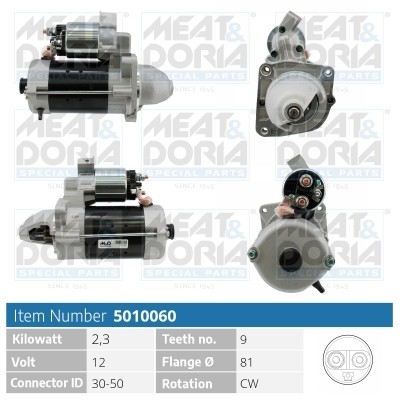 Motorino Avviamento Meat & Doria 5010060 - Compatibile Fiat Ducato 230