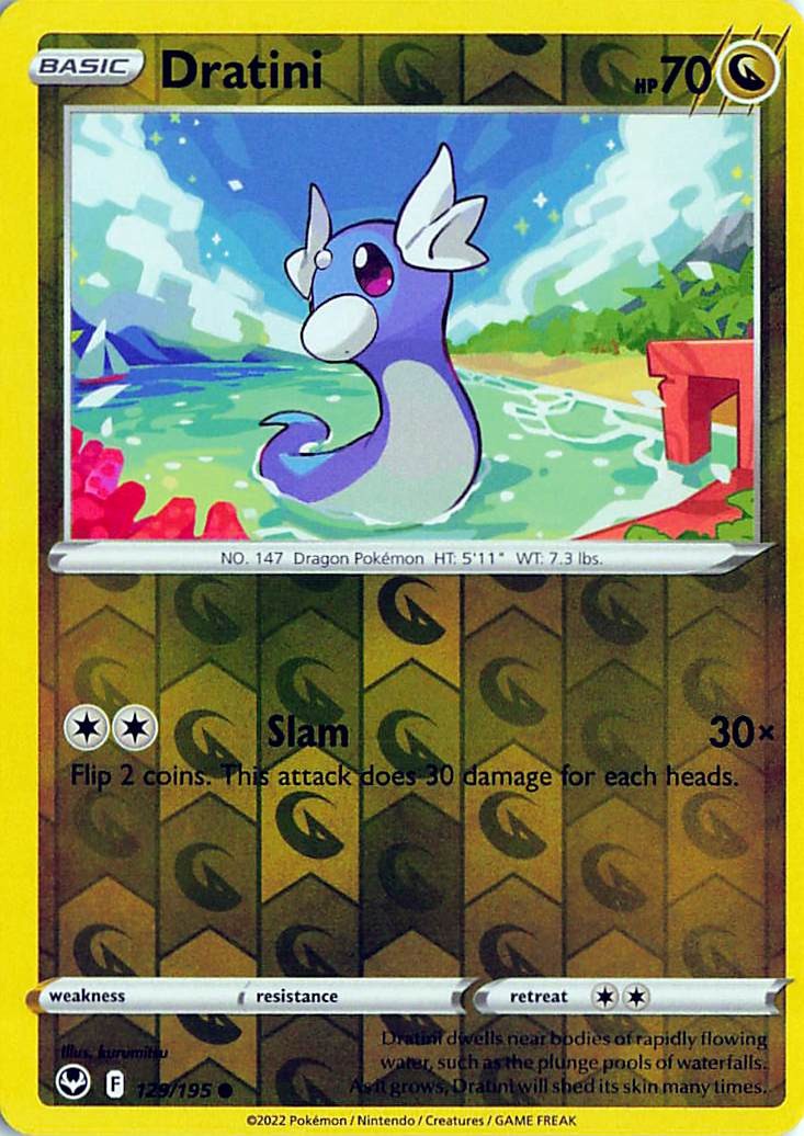 Dratini 129/195 Common Silver Tempest Pokemon Reverse Holo Near Mint