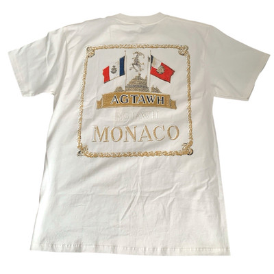 AGTAWH Men's T-Shirt Size S 100% Cotton Graphic Print Tee Monaco Royal Beige