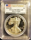 2014-W PCGS PR70DCAM American Silver Eagle $1.First Strike. American Flag Label