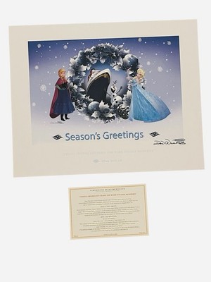 Disney Cruise Line Ducky Hand Signed Frozen Elsa Anna Olaf 20x16 Lithograph COA