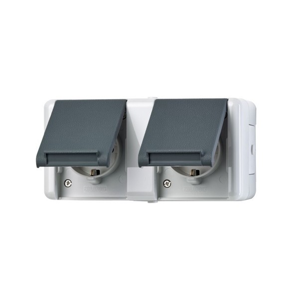 Jung Schuko-Steckdose 2-Fach 8220-1 W Steckdosen 8220-1W Schuko-Steckdose-image