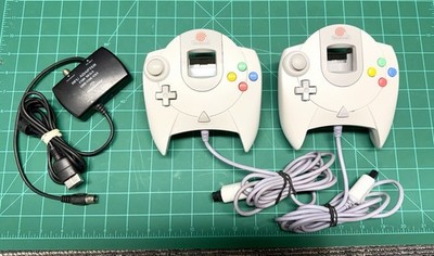 SEGA HKT-7701 Dreamcast Controller - White Set of 2 plus Coaxial RF adapter.