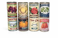 Reduced 8 Replica Vintage food tin cans props display retro kitchen gift old
