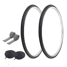 PRO TIRES 27" x 1-1/4" Black P-148 W/ HEAVYDUTY TUBES, RIM STRIPS 33mm Schrader