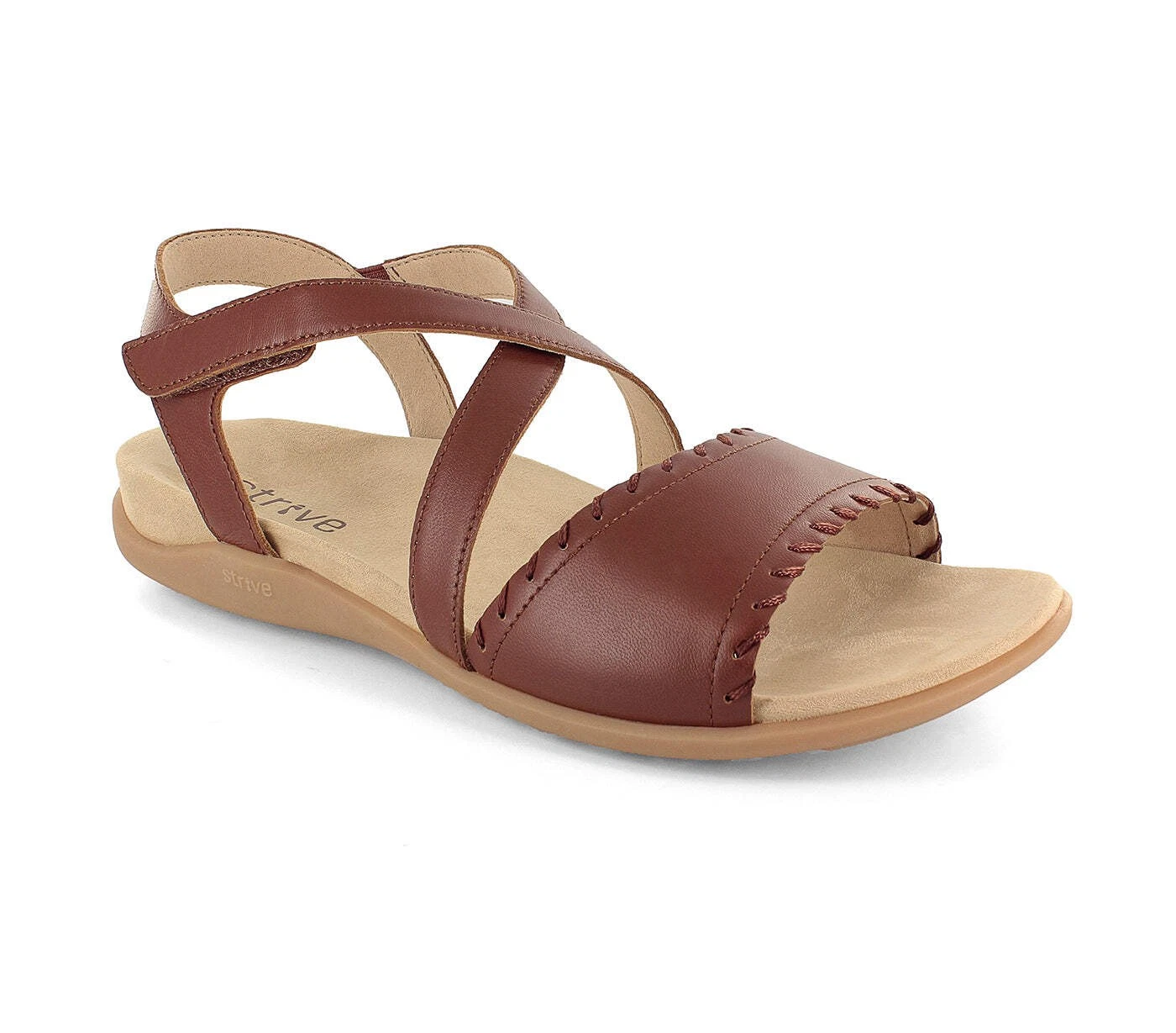 Strive Footwear, Coral Orthotic Sandals with Arch Support Tan Beige Black.