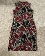 Women’s EST. 1946 Size S, Black, Maroon, Gold, Sheath Lined Dress, High Neck