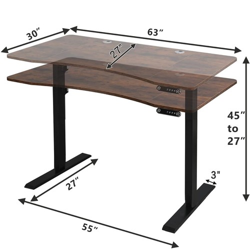 63" Modernchamp Dual Motor Height Adjustable Electric Standing Desk Home Office - Picture 10 of 11