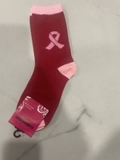 Women's Breast Cancer Awareness with Ribbon Socks Shoe Size 4-10 Sock Size 9-11.