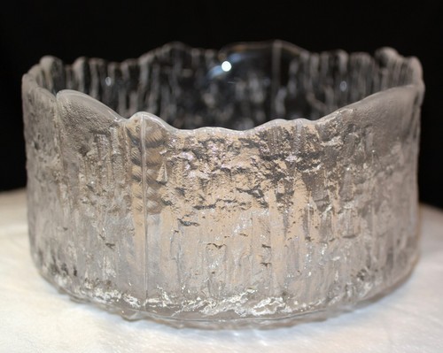 Vintage Skruf Sweden Crystal Bowl Icy Ice Textured Heavy -7" X 4 1/8" - Picture 2 of 9