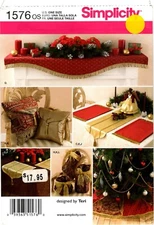 Simplicity 1576 Christmas Decor Treeskirt Stocking Angel Sewing Pattern Uncut