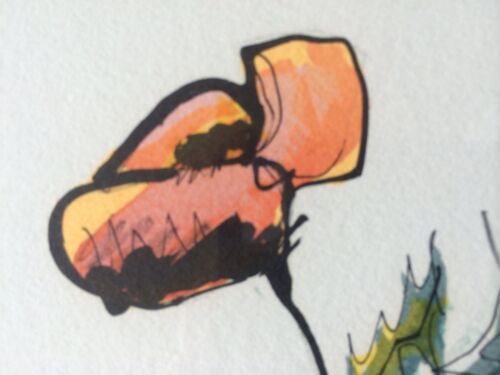 "Jean Bohr firmado ""Poppy Bouquet"" enmarcado serigrafía estampado 14"" x 16" - Imagen 5 de 8