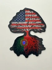 PORTUGUESE (STICKER)American Flag roots Heritage America Portugal Decal 