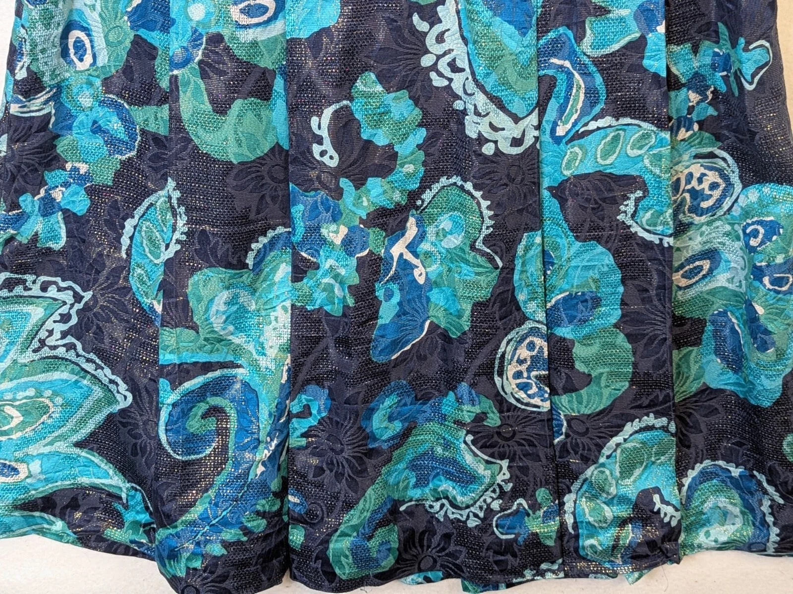 Abito donna Tory Burch taglia 6 seta senza maniche metallizzato plissettato foderato elegante