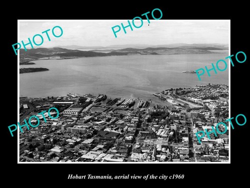 OLD 8x6 HISTORIC PHOTO OF HOBART TASMANIA AERIAL VIEW OF THE CITY c1960 2 - 第 1/1 張圖片