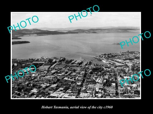 OLD 8x6 HISTORIC PHOTO OF HOBART TASMANIA AERIAL VIEW OF THE CITY c1960 2 - Photo 1 sur 1