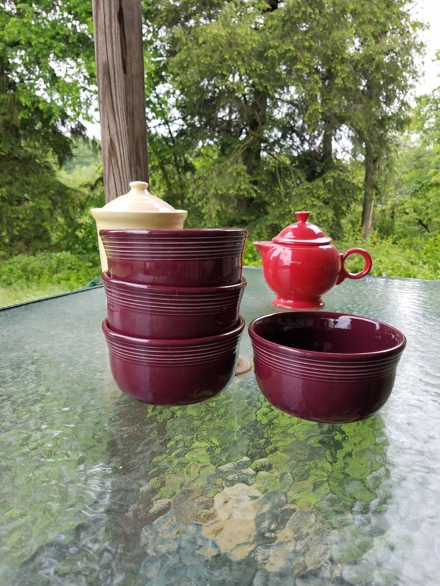 set GUSTO BOWLS claret wine HOMER LAUGHLIN FIESTA WARE 28 OZ