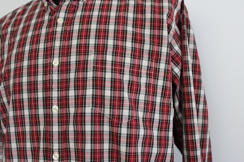 GH Bass Co Mens Button Front Shirt Sz XL X-Large Red Black Wht Plaid Long Sleeve - Picture 6 of 15