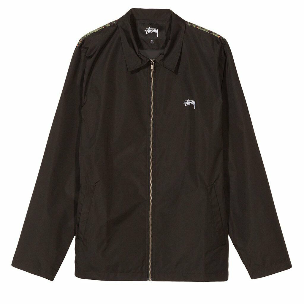 STUSSY Men's LEOPARD PANEL Shell Jacket - Black - Small STUSSY Men's LEOPARD PANEL Shell Jacket - Black - Small