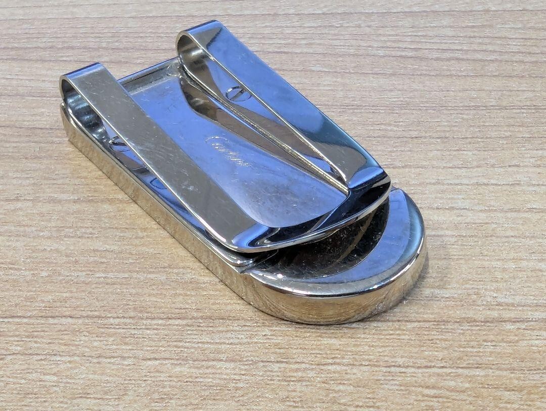 Cartier C Motif Money Clip Bill Clip Leather Metal Black Silver | eBay