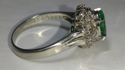 Solid platinum 1.11 carat natural emerald diamond ring 6.17 grams sz 6.25 READ! - Picture 7 of 12