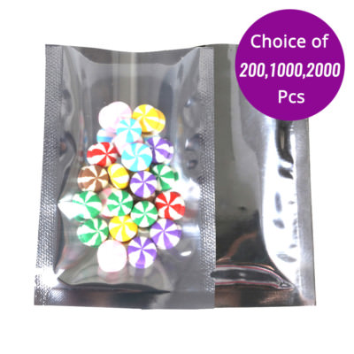 2.25x3.5in Wholesale Clear Silver Open Top Bag Pouch with Heat Seal Machine N01