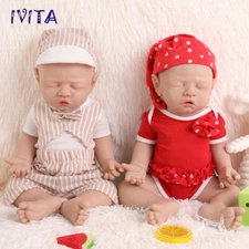 IVITA 17" Sleeping Silicone Reborn Baby Boy And Girl  Handmade Silicone Doll