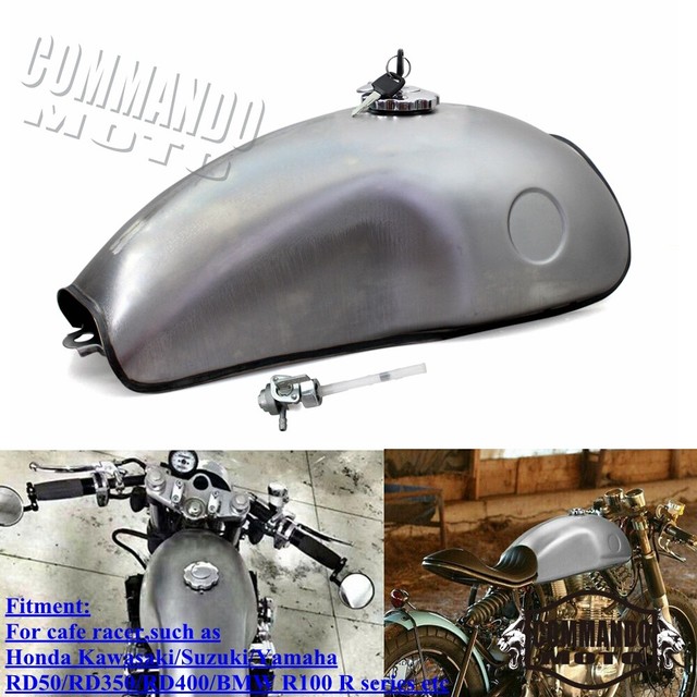 Universal Motorcycle 10L Fuel Tank Vintage 2.6 Gallon Gas Tank For Cafe