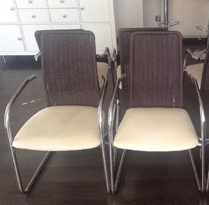 Two Cantilever Cream Leather Chrome Leg Italian Effezeta Dining Chairs Ebay
