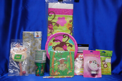 Monkey Love Party Set  # 12 Monkey Cups Plates Napkins Tablecover Invites