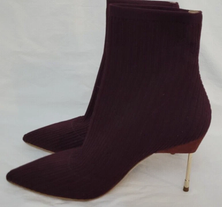 Kurt Geiger London Knit Stretch Burgundy Barbican Sock Booties Shoes US 6 EUR 36