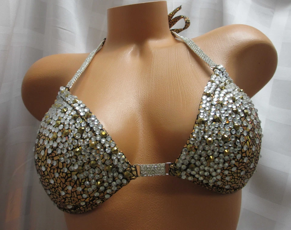 PNJ Competición FIGURA Traje Posando DORADO/NEGRO 34D FONDO PEQUEÑO NUEVO CON ETIQUETAS Foto 3 de 3