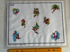 Vintage 1991 Spaulding  Rogers Tattoo Flash Sheet D Series 33D Snakes